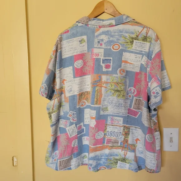 Sag Harbor Multicolor Postcard Print Men's Shirt - Picture 2 of 6